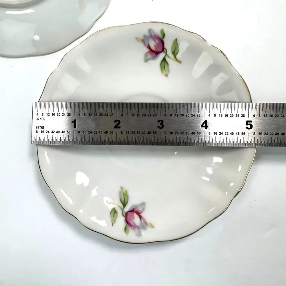 Vintage Japan Pink Magnolia Tea Cup & 4 Saucers Set Gold Trim Floral
